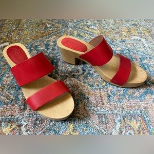Madewell Red Leather Clara Clog Sandals